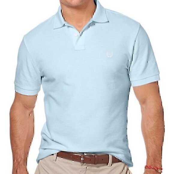 CHAPS Mens Polo Shirt Solid Blue Short Sleeve 100% Cotton Everyday Shirt XXL 2XL - Picture 2 of 5